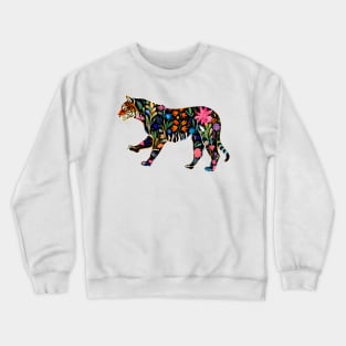 Abstract Floral Tiger Silhouette Crewneck Sweatshirt